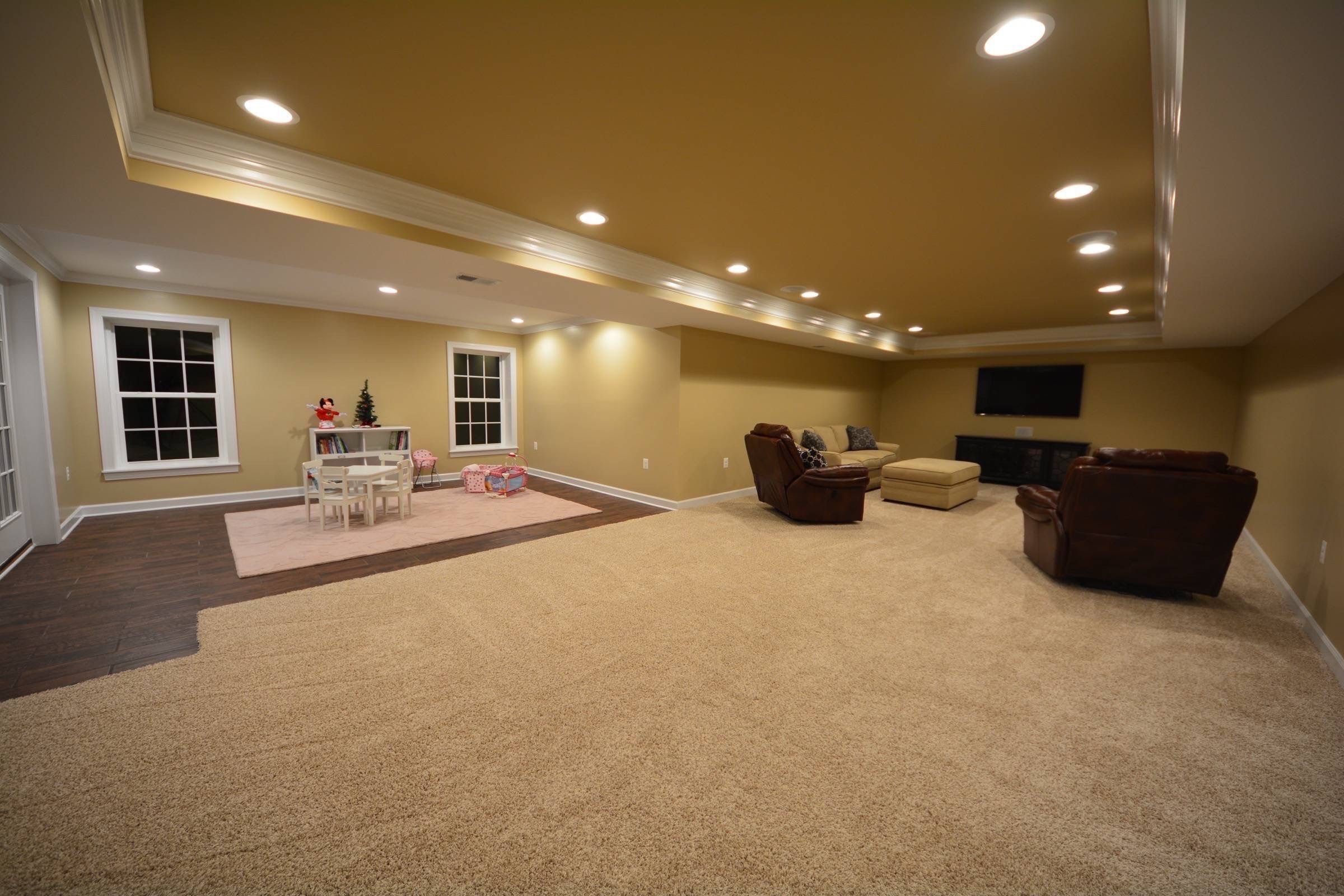 Tray ceiling with LED lighting to really give the room an open, yet still cozy feel.