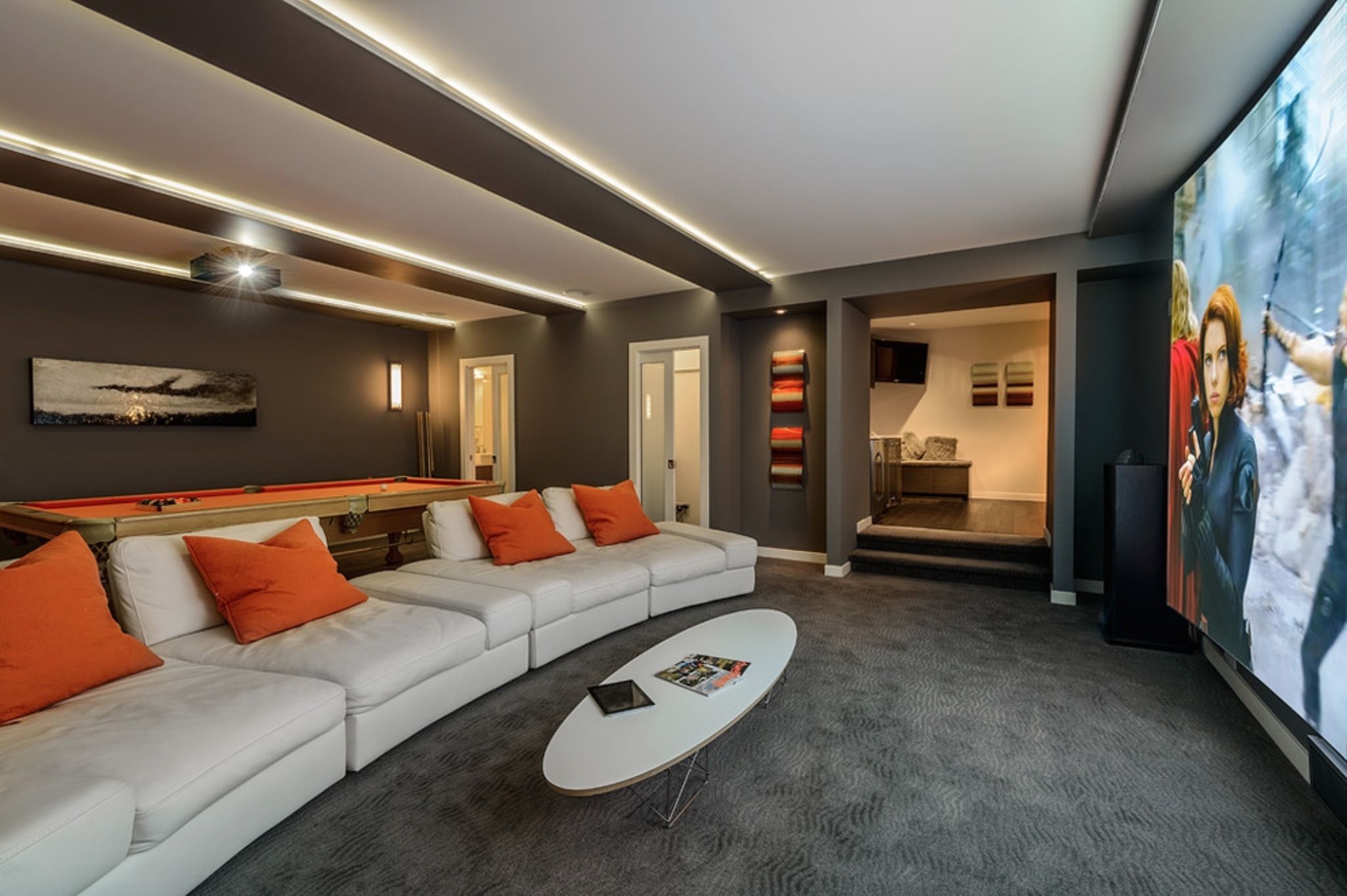 Tastefully hidden LED-lighting maximizes your at-home theater experience