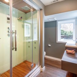 Basement Finishing - Modern Bathroom, Glass Door