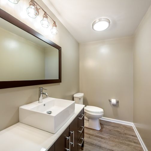 Half Bathrooms for your basement | BasementRemodeling.com ideas