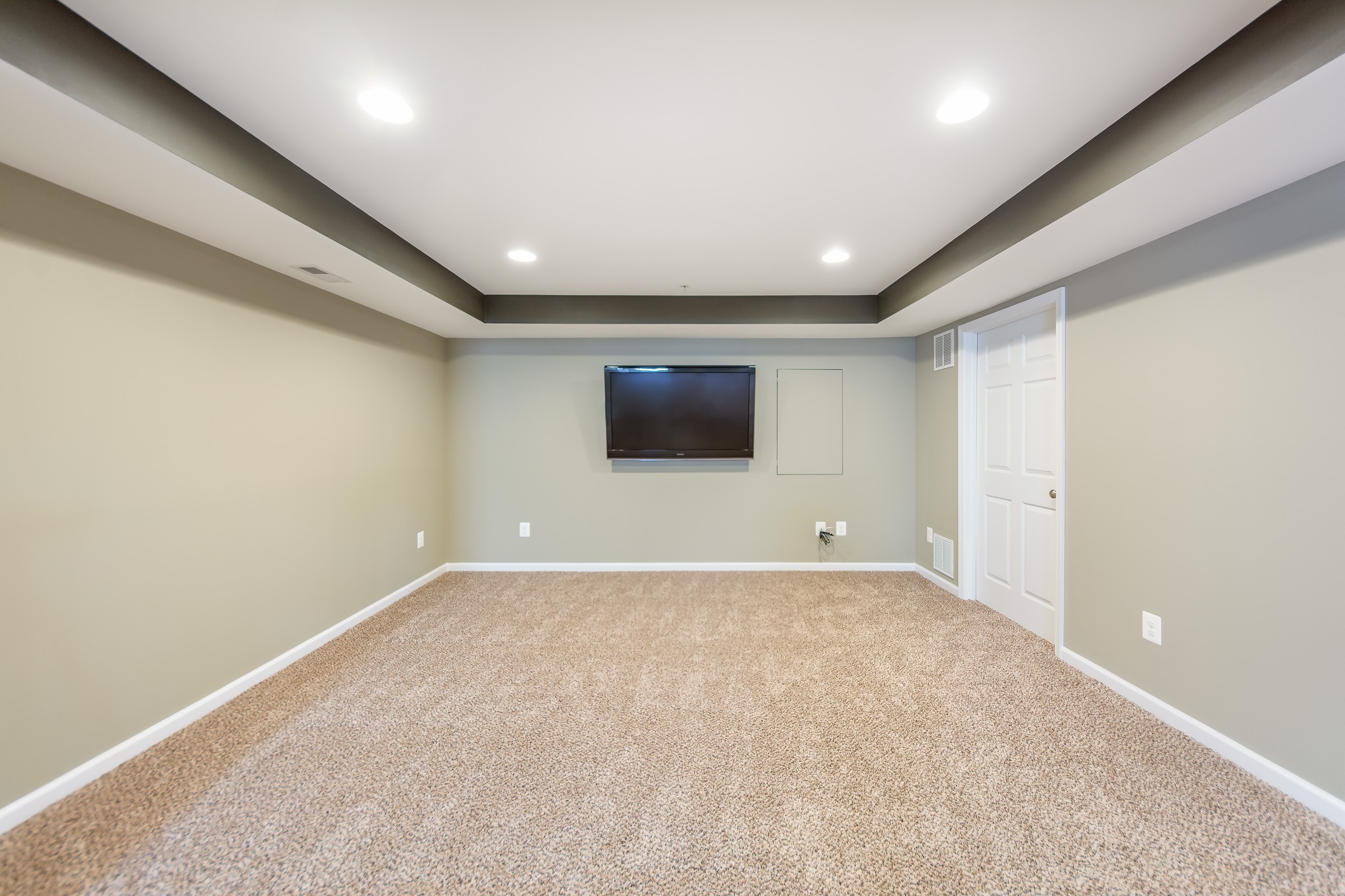 Small Basement Renovation - Kitchenette, Recessed Lighting and White Trim