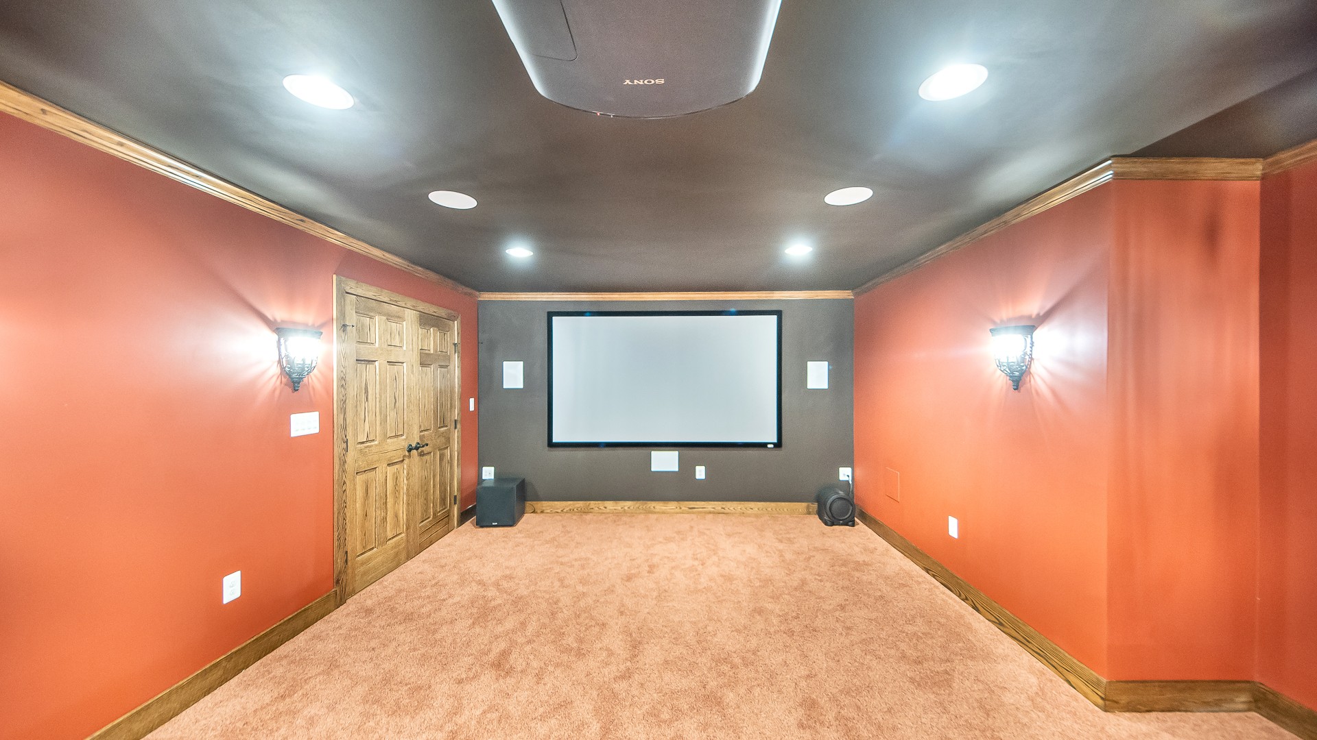 Large Basement Remodeling with Movie Theater Room, Family Room and Wet Bar