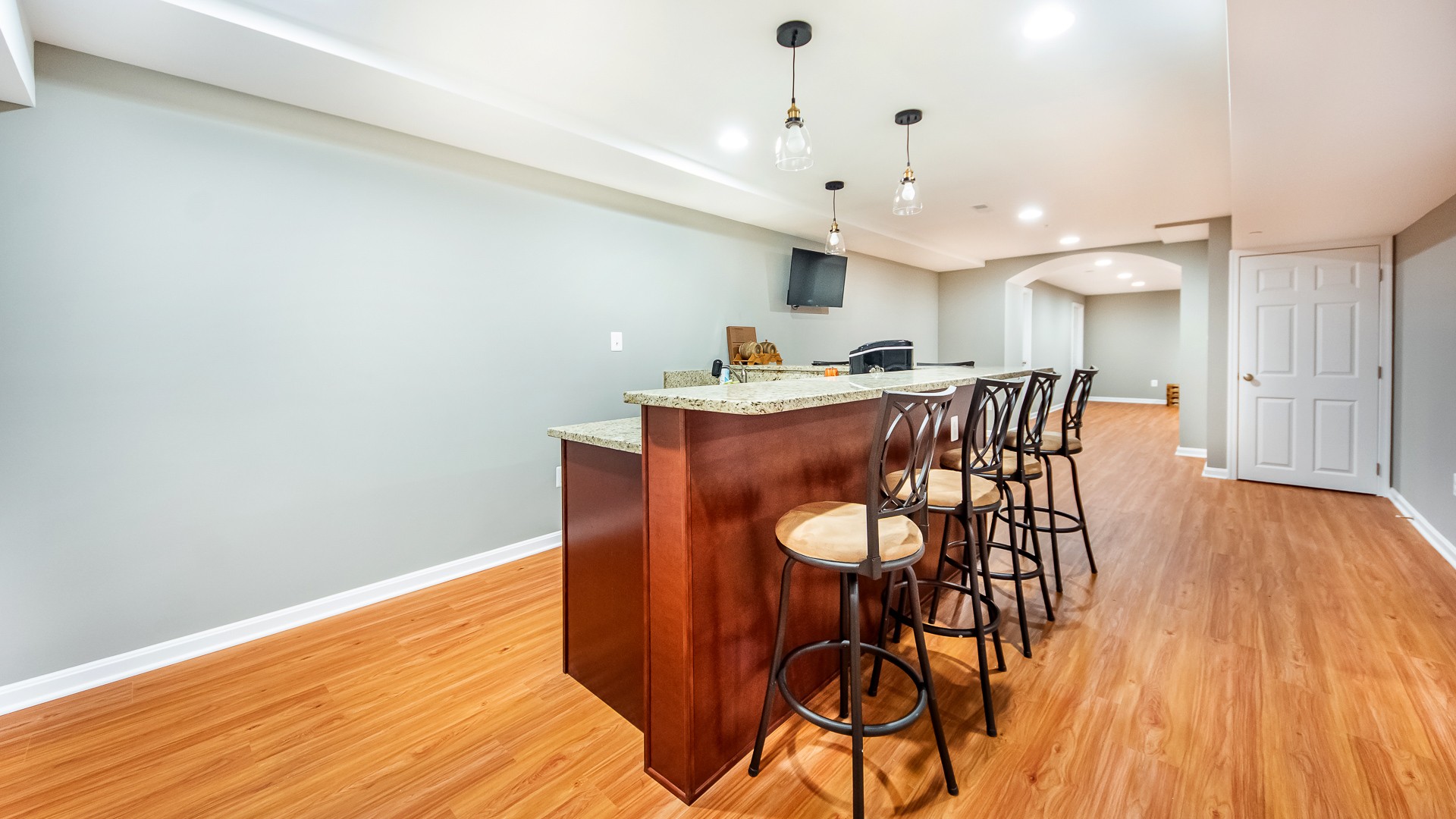 Finished Basement with Wetbar and Cinema Room in Bowie, MD