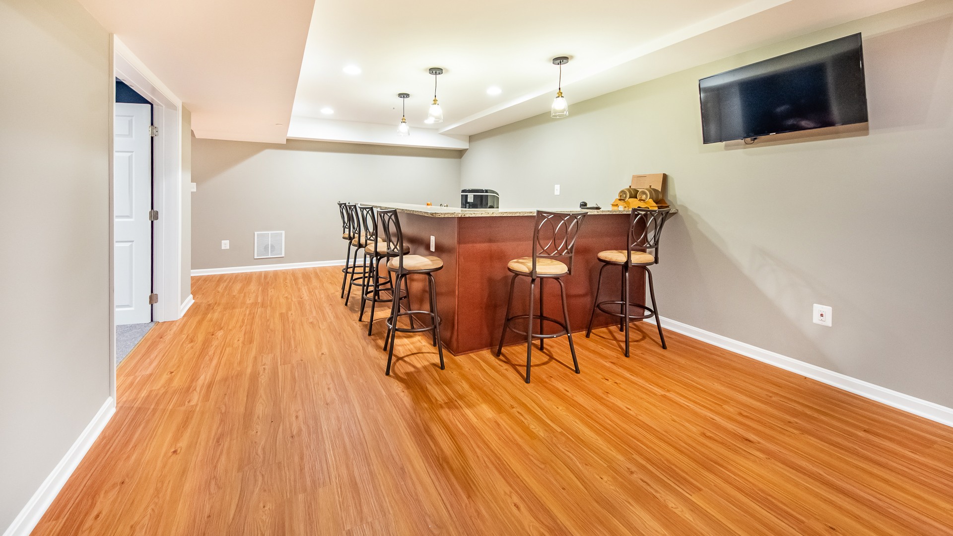 Finished Basement with Wetbar and Cinema Room in Bowie, MD