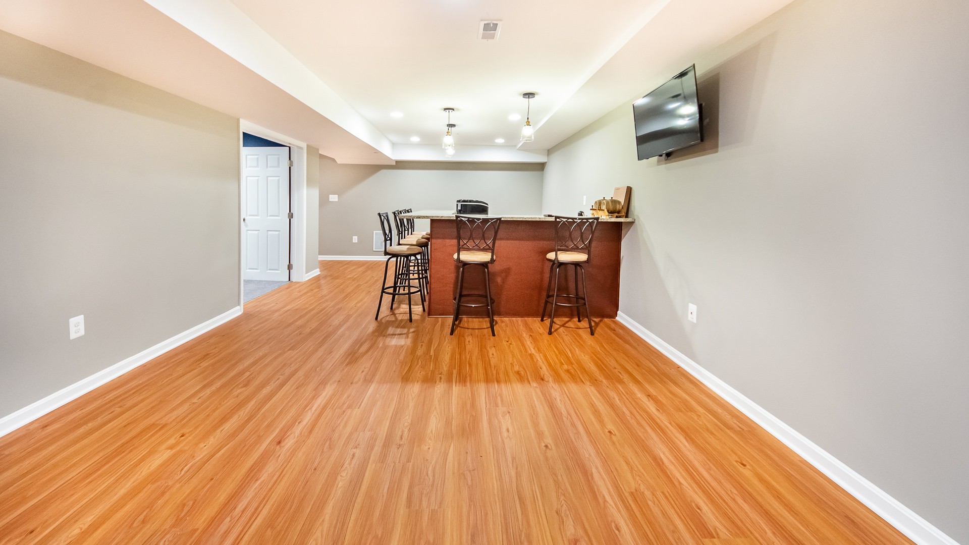 Finished Basement with Wetbar and Cinema Room in Bowie, MD