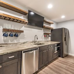Basement Remodeling with a nice wet-bar and new walk-out in Washington, DC, Washington, DC