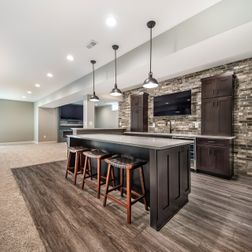 Basement Remodeling with full wet-bar and entertaining area 