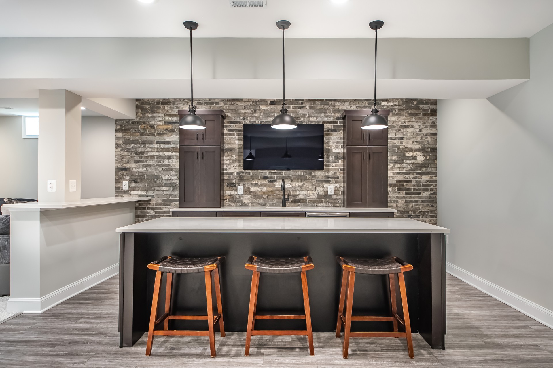 Basement Remodeling with full wet-bar and entertaining area