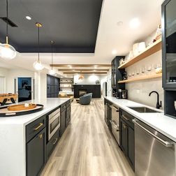 Modern Basement Remodel with Wet Bar, Fireplace, and Gym