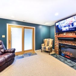 Basement Fire Place With TV Mount